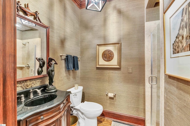 172 Ridgeland Dr # 101, Greenville, SC 29601 - full bath with toilet, a stall shower, vanity, and wallpapered walls