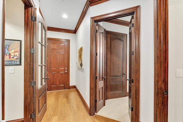 172 Ridgeland Dr # 101, Greenville, SC 29601 - hall with crown molding, light wood finished floors, and baseboards