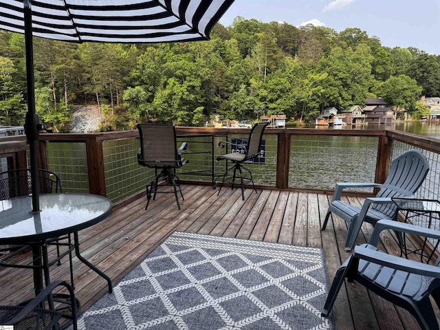 1700 W Lakeshore Dr Lot K, Landrum, SC 29356 - wooden terrace with a water view and a forest view