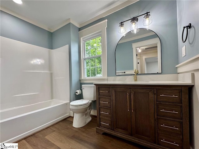800 Holiday Dam Rd, Honea Path, SC 29654 - full bath featuring wood finished floors, toilet, vanity, and  shower combination