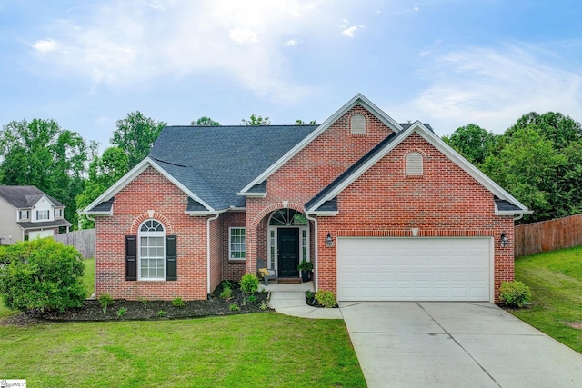 160 Spirit Mountain Ln, Easley, SC 29642 - traditional-style house with brick siding, concrete driveway, a garage, and a shingled roof