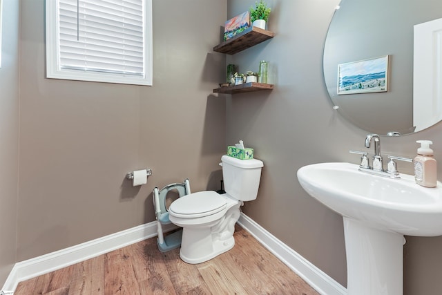 647 Fern Hollow Trl, Anderson, SC 29621 - bathroom with toilet, baseboards, wood finished floors, and a sink