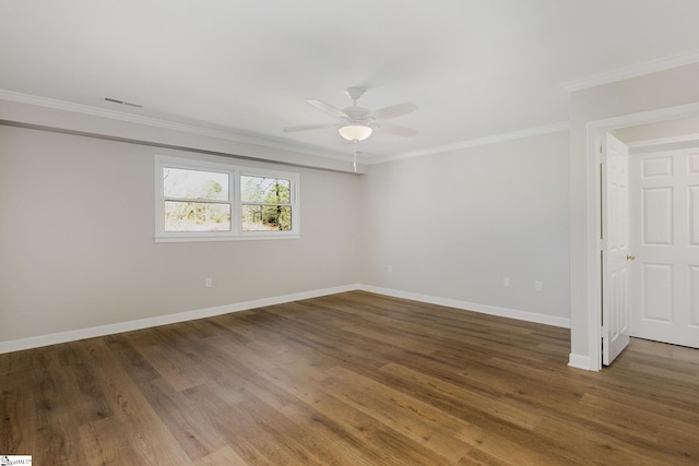 409 Hunters Cir, Greenville, SC 29617 - spare room featuring ceiling fan, ornamental molding, baseboards, and wood finished floors