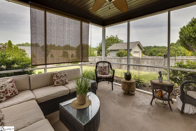 809 Dove Creek Ct, Boiling Springs, SC 29316 - sunroom / solarium featuring ceiling fan and an outdoor hangout area