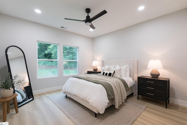 168 Dunbar St, Wellford, SC 29385 - bedroom featuring baseboards, light wood finished floors, recessed lighting, and a ceiling fan