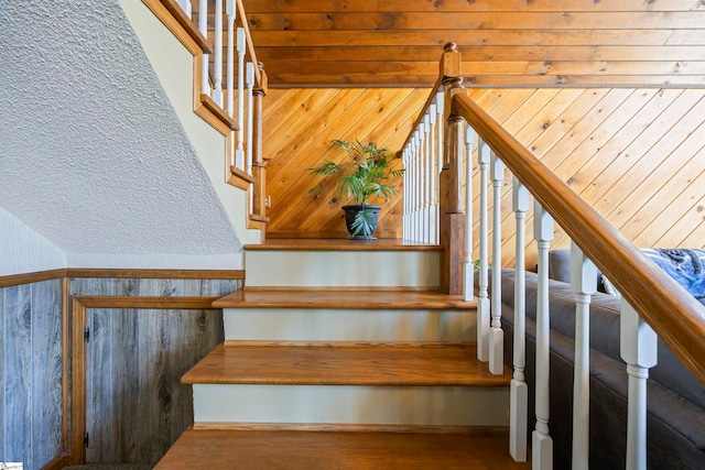 280 Kari Dr, Westminster, SC 29693 - stairs featuring wooden walls and wood finished floors