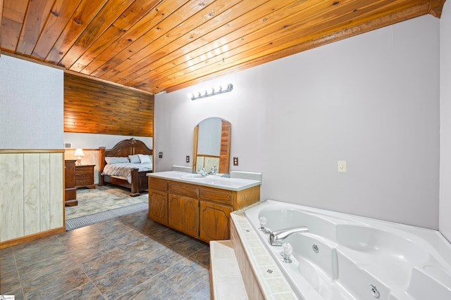 280 Kari Dr, Westminster, SC 29693 - bathroom with wood ceiling, vanity, a tub with jets, and ensuite bath