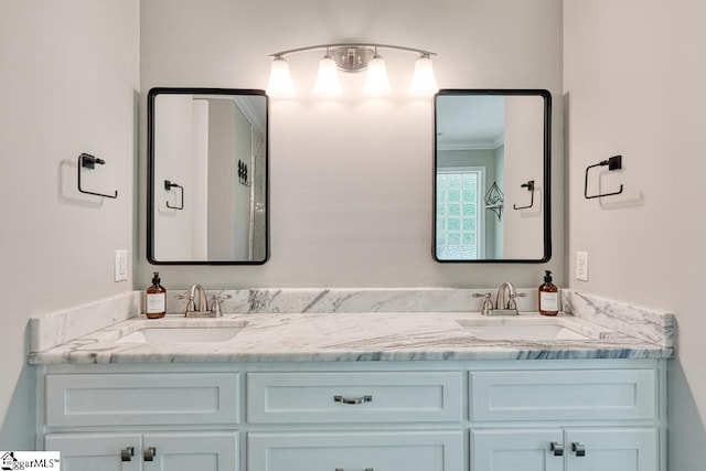 182 Roundstone Dr, Inman, SC 29349 - bathroom with double vanity and crown molding