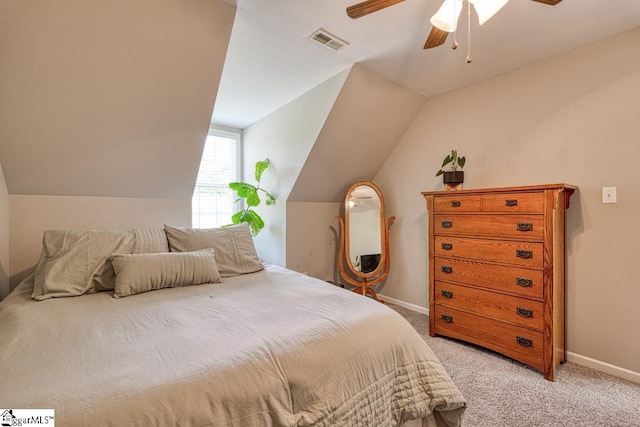 182 Roundstone Dr, Inman, SC 29349 - bedroom featuring baseboards, light colored carpet, vaulted ceiling, and a ceiling fan