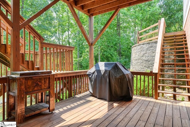 182 Roundstone Dr, Inman, SC 29349 - deck featuring stairway and a grill