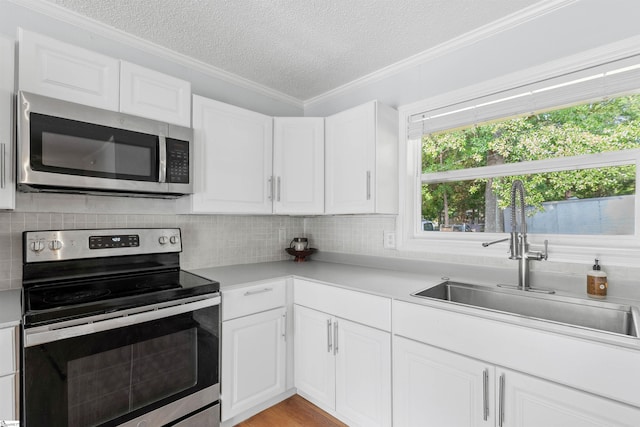 209 Boyd Ave, Simpsonville, SC 29681 - kitchen featuring stainless steel appliances, a sink, light countertops, a textured ceiling, and tasteful backsplash