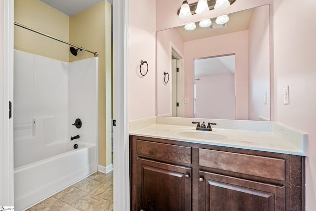 135 Adams Creek Pl, Simpsonville, SC 29681 - bathroom with vanity, bathing tub / shower combination, and baseboards