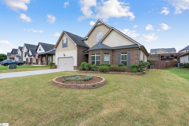 135 Adams Creek Pl, Simpsonville, SC 29681 - view of front of house with brick siding, concrete driveway, an attached garage, and central air condition unit