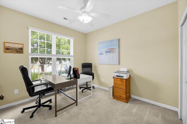 415 Plamondon Dr, Simpsonville, SC 29680 - office space with baseboards, light carpet, and a ceiling fan