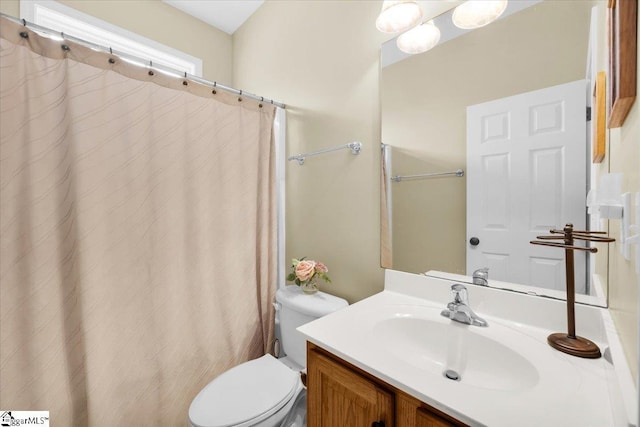 415 Plamondon Dr, Simpsonville, SC 29680 - bathroom featuring toilet, vanity, and a shower with curtain