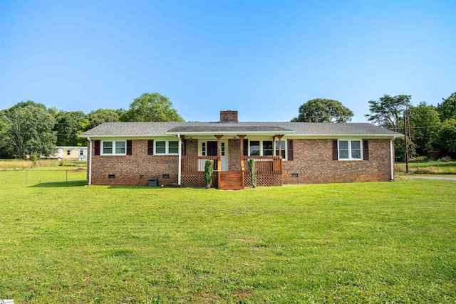 320 Edwards Store Rd, Lyman, SC 29365 - ranch-style house featuring crawl space, covered porch, a chimney, and brick siding