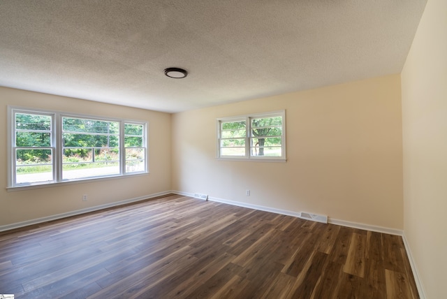 231 E Hampton Ave, Honea Path, SC 29654 - spare room featuring dark wood-style floors, healthy amount of natural light, baseboards, and a textured ceiling