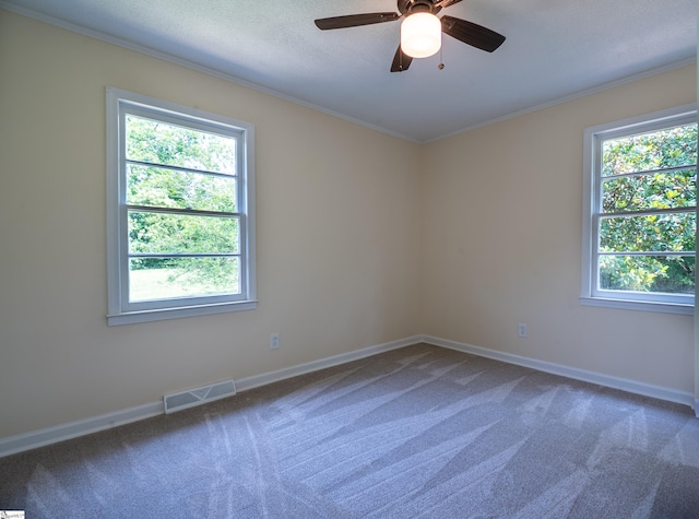 231 E Hampton Ave, Honea Path, SC 29654 - carpeted empty room featuring ceiling fan, crown molding, and baseboards