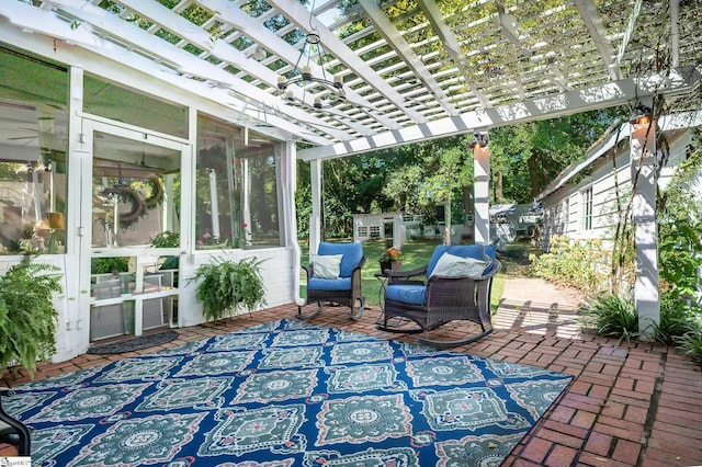 102 Todd Ave, Laurens, SC 29360 - view of patio with a pergola and a sunroom
