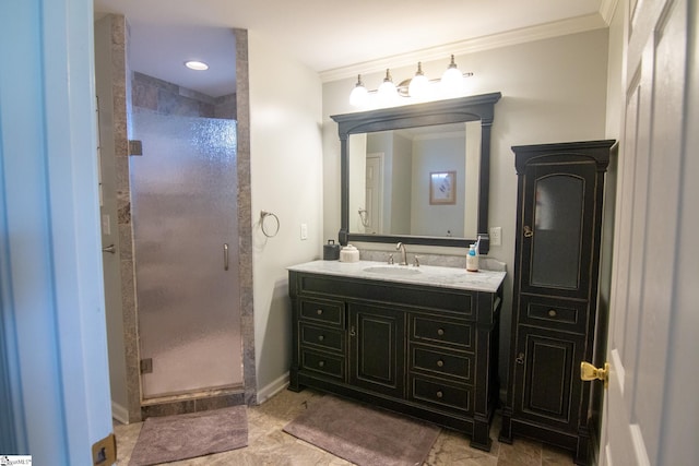 202 Centerpointe Rd, Belton, SC 29627 - full bath with a stall shower, ornamental molding, and vanity