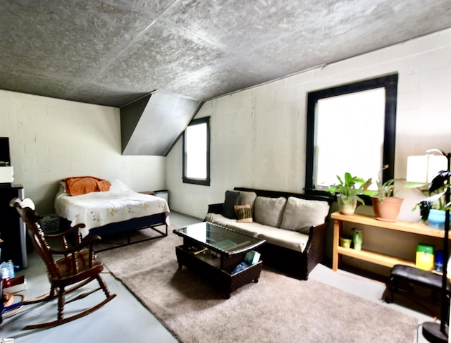 127 Eastview Rd, Pelzer, SC 29669 - bedroom with concrete flooring and concrete block wall