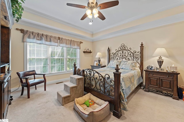 105 Garden View Ct, Piedmont, SC 29673 - bedroom with light carpet, crown molding, baseboards, and a ceiling fan
