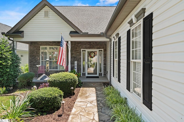 105 Garden View Ct, Piedmont, SC 29673 - entrance to property featuring a porch, roof with shingles, and brick siding