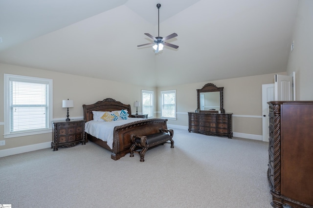 37 Wild Eve Way, Greer, SC 29650 - bedroom with vaulted ceiling, carpet floors, baseboards, and a ceiling fan