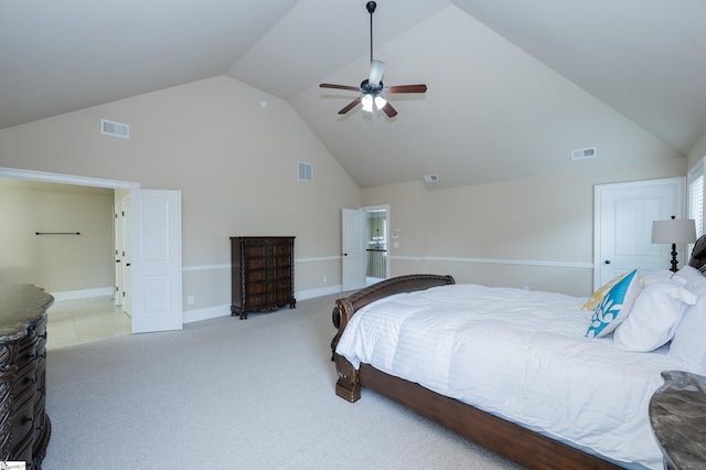 37 Wild Eve Way, Greer, SC 29650 - carpeted bedroom featuring ceiling fan, baseboards, and high vaulted ceiling