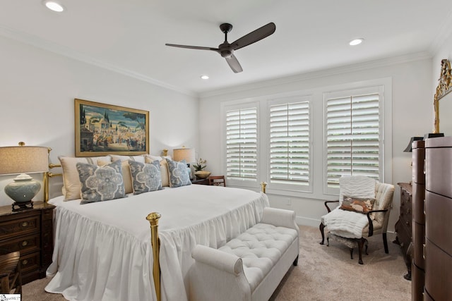208 Deer Thicket Way, Taylors, SC 29687 - bedroom featuring carpet, recessed lighting, crown molding, baseboards, and a ceiling fan