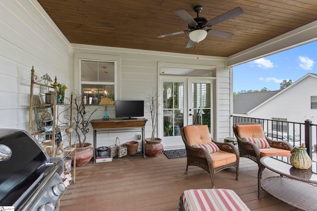 208 Deer Thicket Way, Taylors, SC 29687 - sunroom / solarium with french doors and a ceiling fan