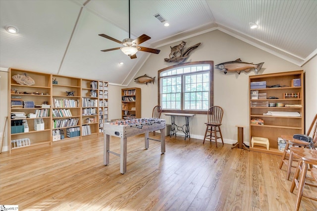 2164 Loncolnton Hwy, Elberton, GA 30635 - rec room with vaulted ceiling, a ceiling fan, hardwood / wood-style floors, baseboards, and recessed lighting