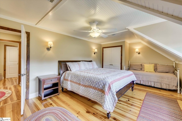 2164 Loncolnton Hwy, Elberton, GA 30635 - bedroom featuring light wood-style floors, a closet, a ceiling fan, and baseboards