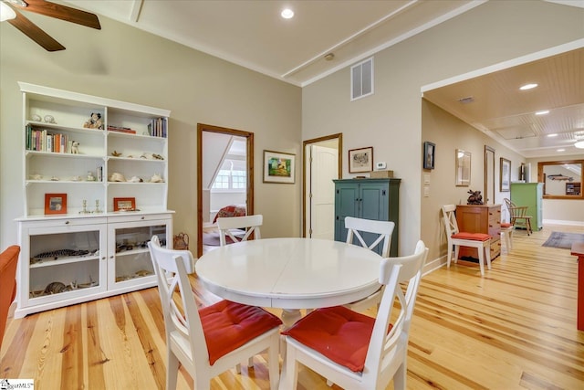 2164 Loncolnton Hwy, Elberton, GA 30635 - dining area featuring light wood-style floors, recessed lighting, a ceiling fan, and baseboards