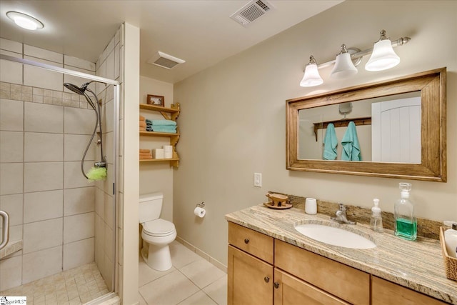 2164 Loncolnton Hwy, Elberton, GA 30635 - full bath featuring vanity, a stall shower, tile patterned floors, toilet, and baseboards