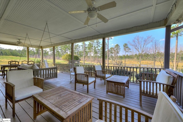 2164 Loncolnton Hwy, Elberton, GA 30635 - deck with a ceiling fan and outdoor lounge area