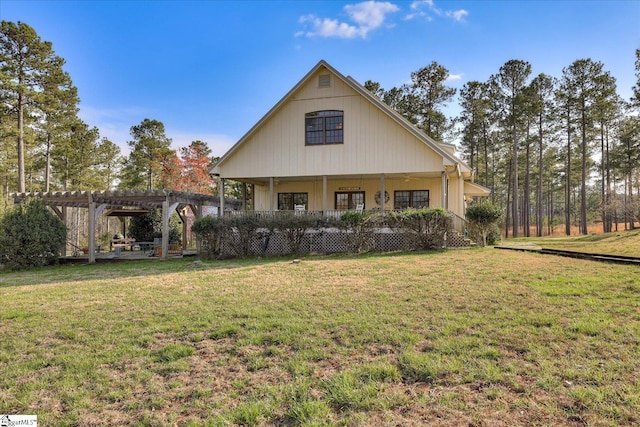 2164 Loncolnton Hwy, Elberton, GA 30635 - rear view of house with a pergola, a lawn, and covered porch