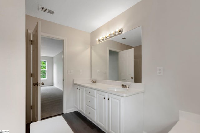 4 Dade Ct, Taylors, SC 29687 - bathroom featuring double vanity, baseboards, and wood finished floors