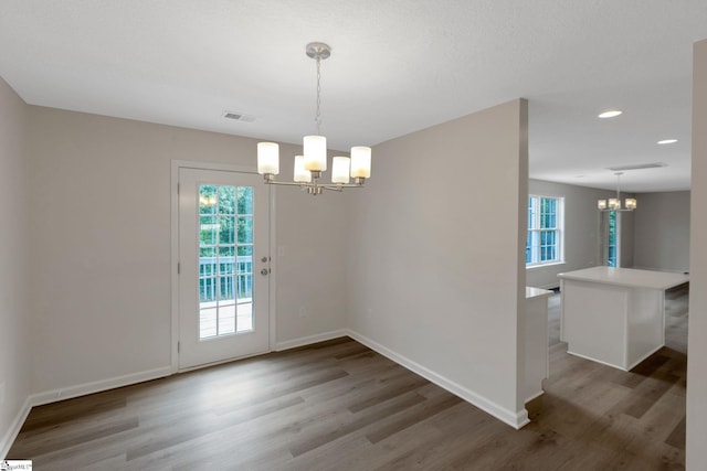 4 Dade Ct, Taylors, SC 29687 - unfurnished dining area featuring a chandelier, wood finished floors, baseboards, and recessed lighting
