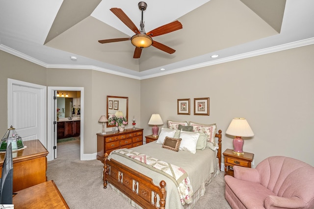 225 Chickadee Trl Unit B, Easley, SC 29642 - bedroom with carpet floors, a raised ceiling, ornamental molding, ensuite bath, and baseboards