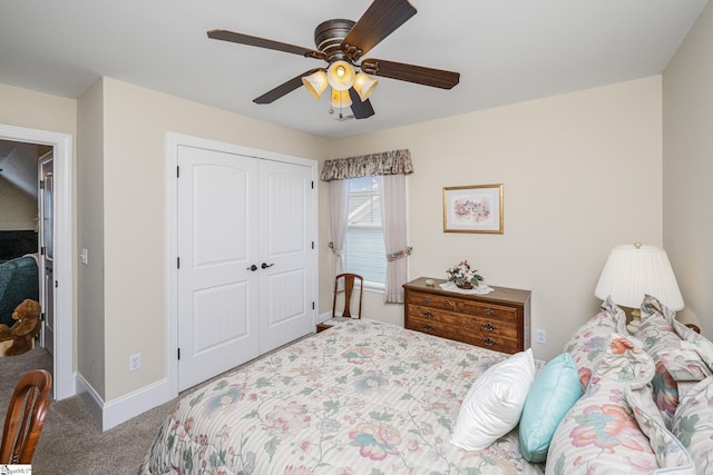 225 Chickadee Trl Unit B, Easley, SC 29642 - carpeted bedroom with a closet, a ceiling fan, and baseboards