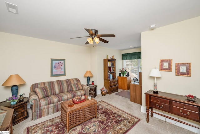 225 Chickadee Trl Unit B, Easley, SC 29642 - living room featuring carpet, ceiling fan, and baseboards