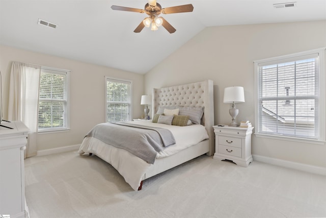 125 Saxon Falls Ct, Greenville, SC 29607 - bedroom with light colored carpet, lofted ceiling, baseboards, and a ceiling fan
