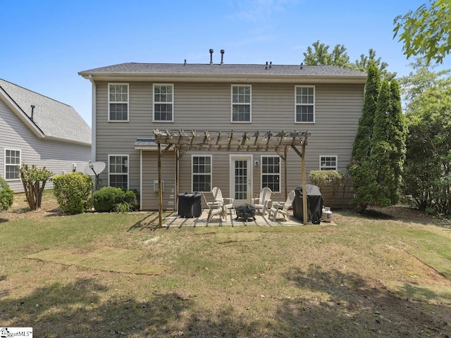 125 Saxon Falls Ct, Greenville, SC 29607 - rear view of property featuring a pergola, an outdoor fire pit, a patio, and a yard