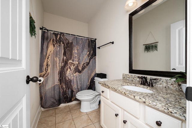 101 Kings Heath Ln, Simpsonville, SC 29680 - bathroom with vanity, tile patterned floors, toilet, a shower with curtain, and baseboards