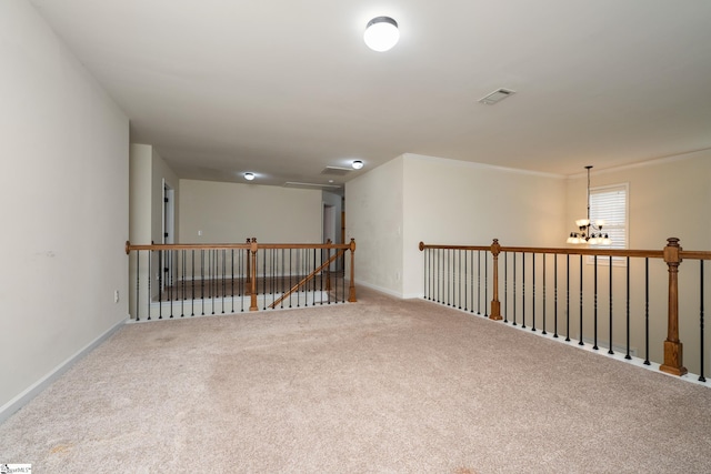 101 Kings Heath Ln, Simpsonville, SC 29680 - unfurnished room featuring a chandelier, carpet flooring, baseboards, and ornamental molding
