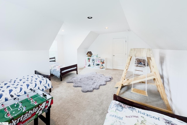 740 N Alamosa Dr, Boiling Springs, SC 29316 - bedroom with lofted ceiling, carpet flooring, and recessed lighting