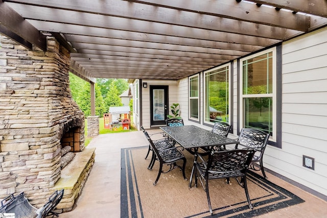 740 N Alamosa Dr, Boiling Springs, SC 29316 - view of patio featuring outdoor dining space and a pergola