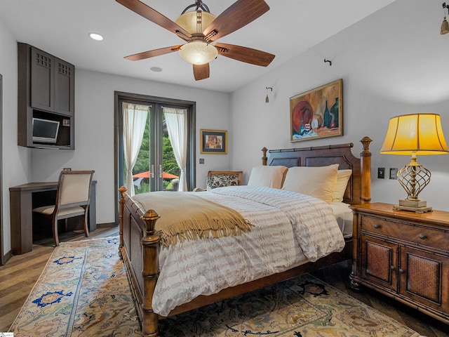 380 Montagu Dr, Spartanburg, SC 29301 - bedroom with access to outside, recessed lighting, light wood-type flooring, ceiling fan, and baseboards
