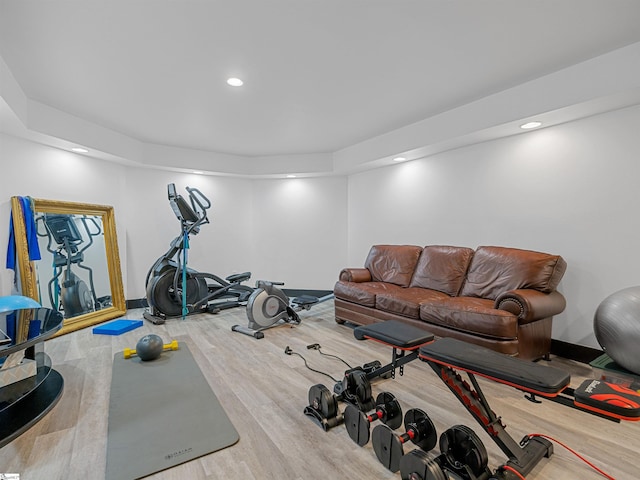 380 Montagu Dr, Spartanburg, SC 29301 - exercise area with wood finished floors, recessed lighting, and baseboards